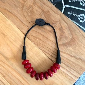 Red oversized bead necklace